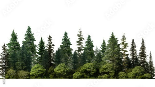Isolated Summer Forest Tree Line. Generative AI