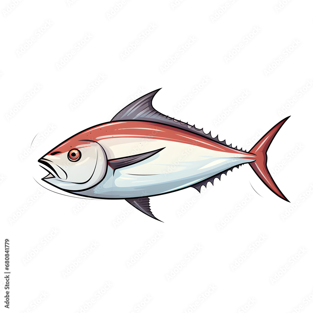 fish simple lines funny art on white background