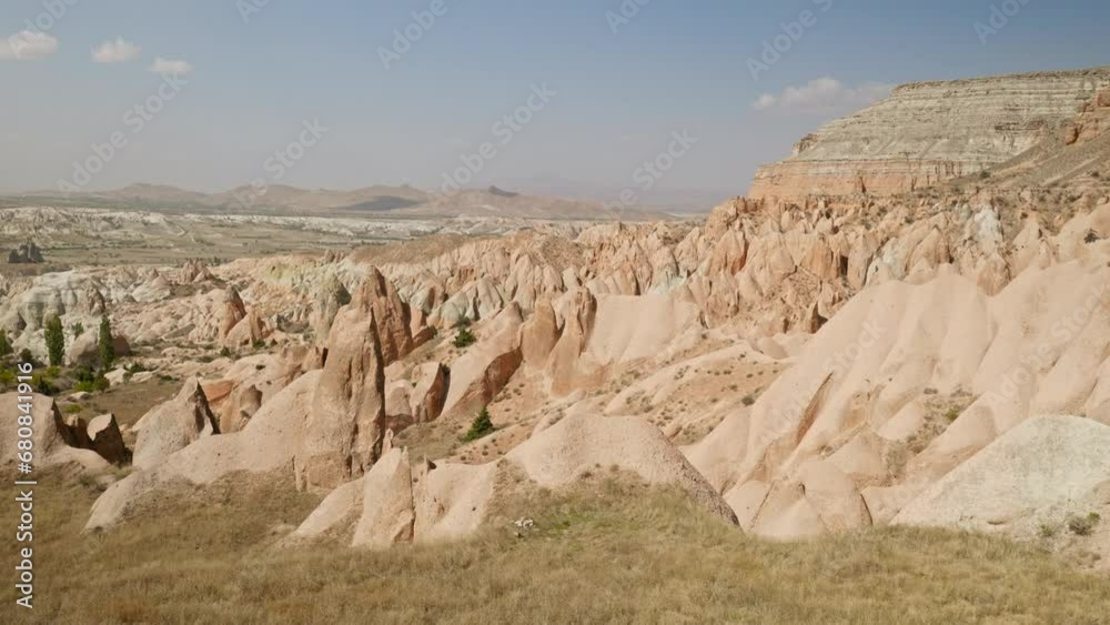 Natural sandstone fairy chimney rock formations red valley Cappadoccia Natural sandstone fairy chimney rock formations red valley Cappadoccia
