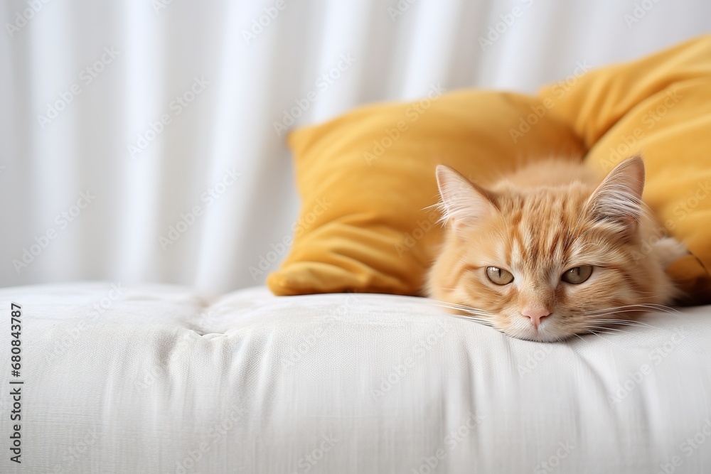 Enchanting close-up photo of a fluffy tabby cat with piercing blue eyes sitting on a white bed, looking directly at the camera with a curious and playful expression. Enchanting close-up photo of a fluffy tabby cat with piercing blue eyes sitting on a white bed, looking directly at the camera with a curious and playful expression.