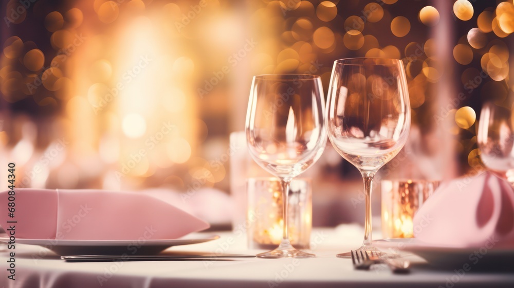 Wine glass at elegant gala event Wine glass at elegant gala event