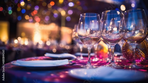 Wine glass at elegant gala event