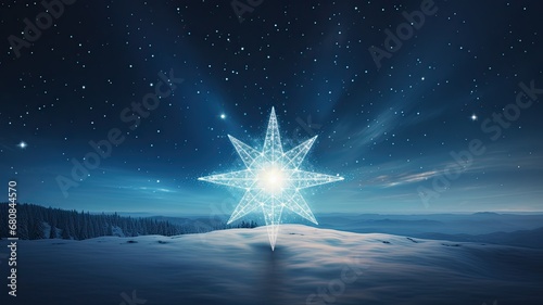 A bright Christmas star shining in the night sky, symbolizing the guiding light of the holiday season
