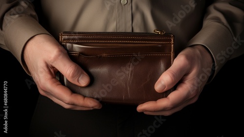 A close-up of a person's hands holding an empty wallet, emphasizing the loss of investment and economic stress.