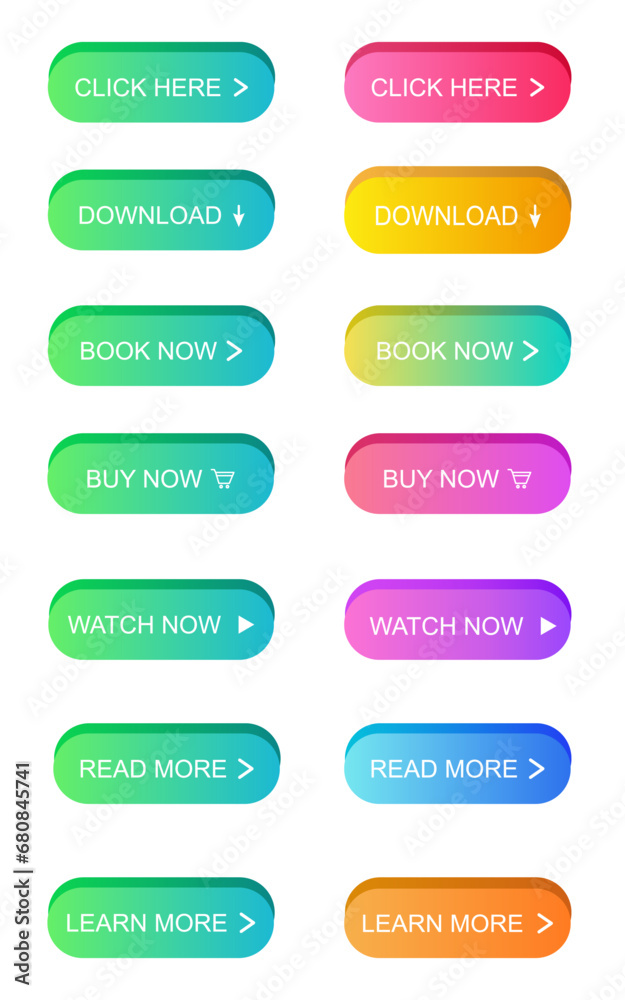Glowing neon vector buttons for website decoration. Glowing neon vector buttons for website decoration.