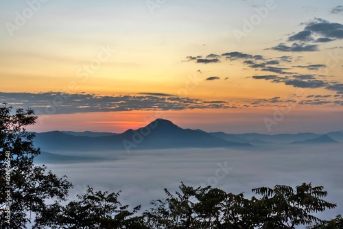 Sunrise mountain Phu Thok, Chiang Khan, Loei Province,in Thailand 