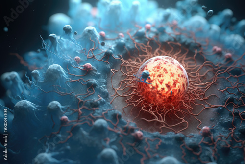 Cancer Cell Dividing in Human Body photo