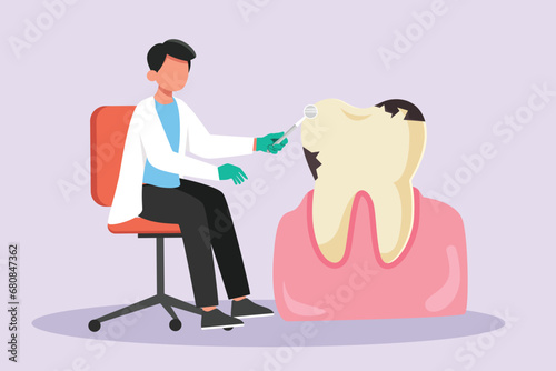 Dental care. Dental concept. Colored flat vector illustration isolated.