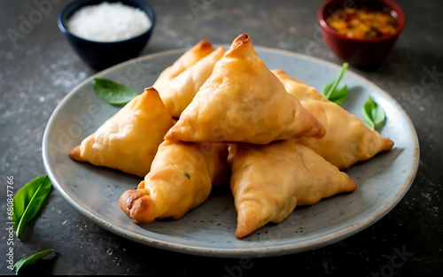 Capture the essence of Samosa in a mouthwatering food photography shot Generative AI