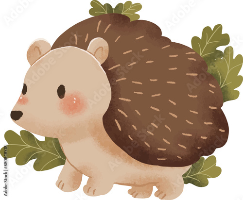 cozy hedgehog and leaf 