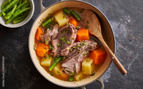 Capture the essence of Pot-Au-Feu in a mouthwatering food photography shot Generative AI