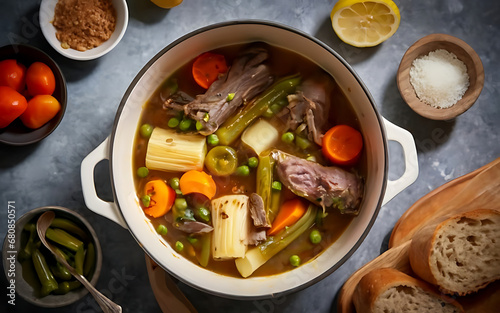 Capture the essence of Pot-Au-Feu in a mouthwatering food photography shot Generative AI