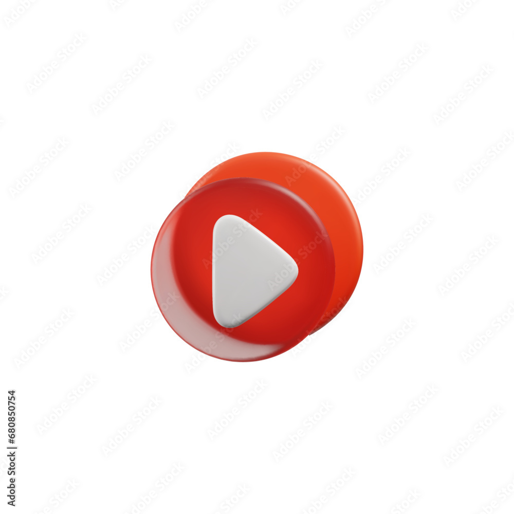 Play icon, red round and white triangle, isolated vector object Play icon, red round and white triangle, isolated vector object