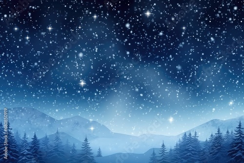 Snowy Night Sky: Atmospheric Winter Background with Stars © Little
