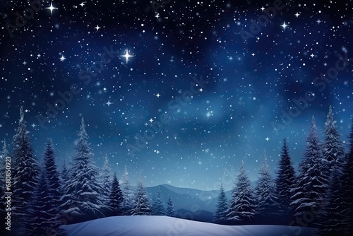 Snowy Night Sky: Atmospheric Winter Background with Stars