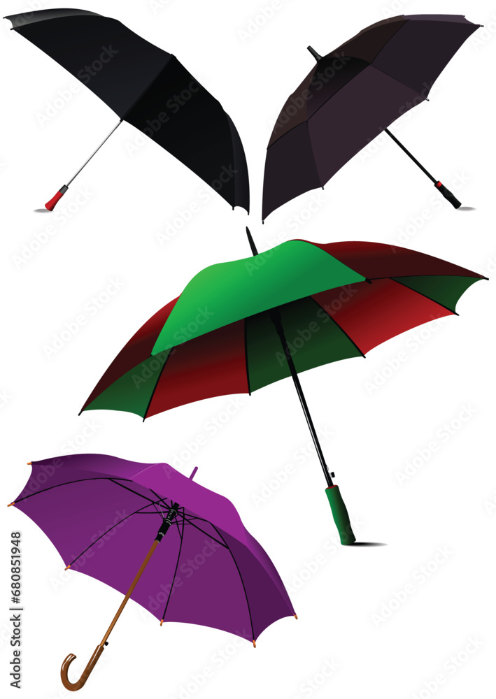 Set of Opened  umbrellas. Vector illustration