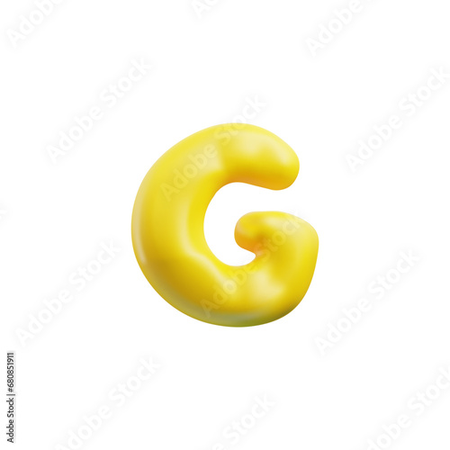Letter G of English alphabet 3D render style vector illustration isolated.