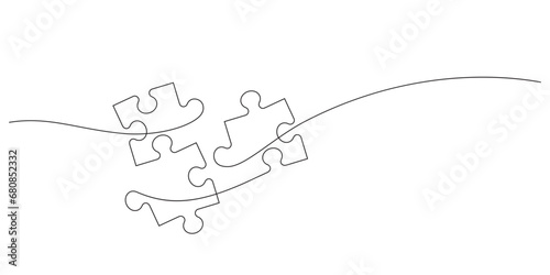 business solution minimalist concept jigsaw puzzle in continuous line drawing