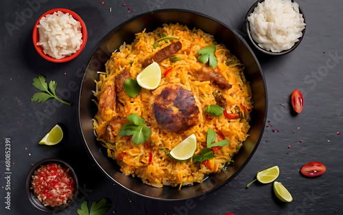 Capture the essence of Biryani in a mouthwatering food photography shot Generative AI