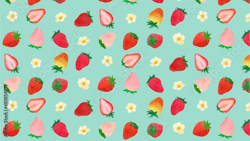 水彩のいちごの背景B　フルHDサイズ・ブルー
