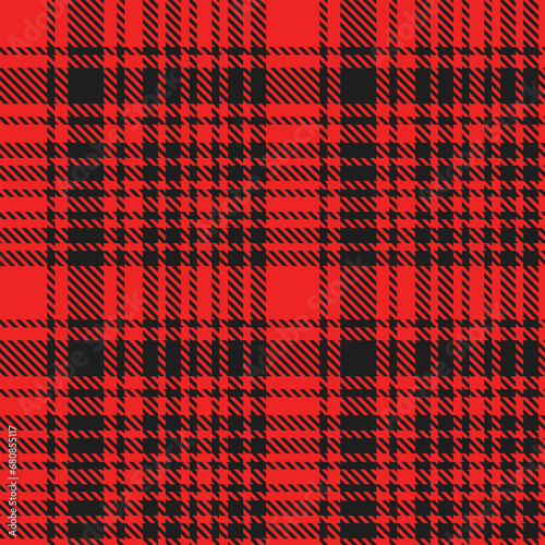 Red Black Tartan Plaid Pattern Seamless. Check fabric texture for flannel shirt, skirt, blanket 