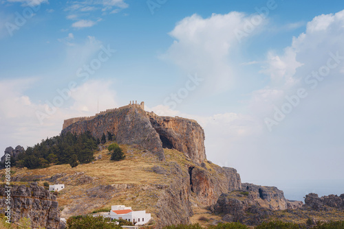 travel to city of Lindos on island of Rhodes, Greece