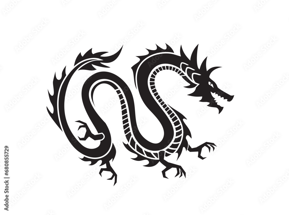 Chinese Dragon icon vector in black and white colors Chinese Dragon icon vector in black and white colors