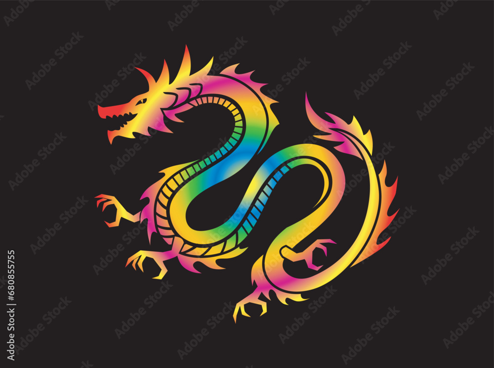 Fototapeta premium Colorful Chinese Dragon, vector image. Ready to Print