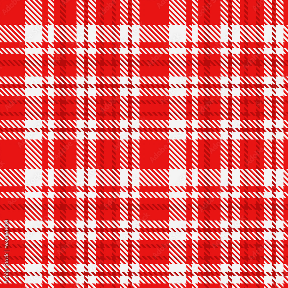 Red White Tartan Plaid Pattern Seamless. Check fabric texture for flannel shirt, skirt, blanket
