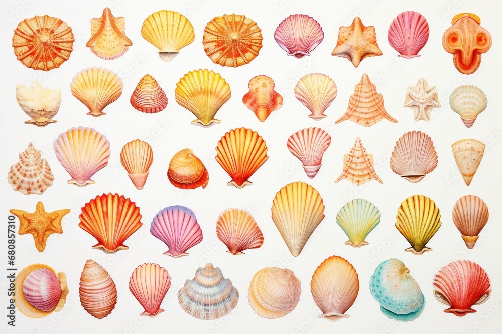 watercolor sea shells and sea life cliparts (1)