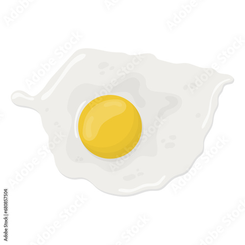 Fried egg with one yolk top view. illustration on a white background