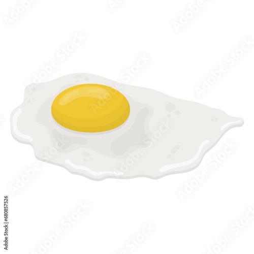 Fried egg with one yolk side view. illustration on a white background