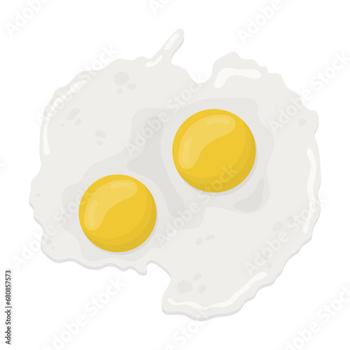 Fried egg with two yolks top view. illustration on a white background