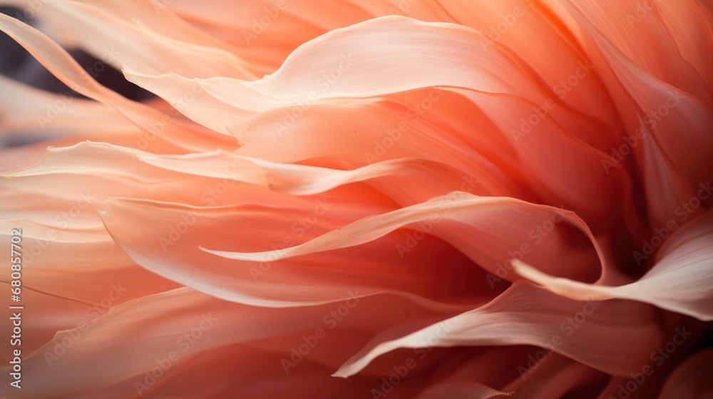 An extreme close-up of a coral peony, focusing on the texture of its petals that appear almost translucent in the bright daylight An extreme close-up of a coral peony, focusing on the texture of its petals that appear almost translucent in the bright daylight