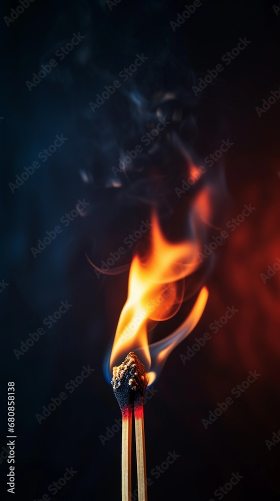 close-up portrait of burning match against dark background with space for text, AI generated, background image close-up portrait of burning match against dark background with space for text, AI generated, background image