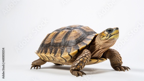 close-up portrait a Turtle against white background, AI generated, background image