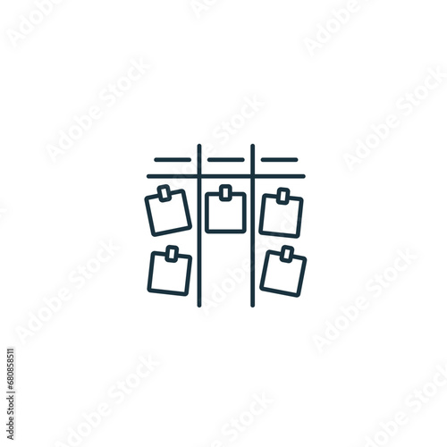 Kanban outline icon. Monochrome simple sign from productivity collection. Kanban icon for logo, templates, web design and infographics.