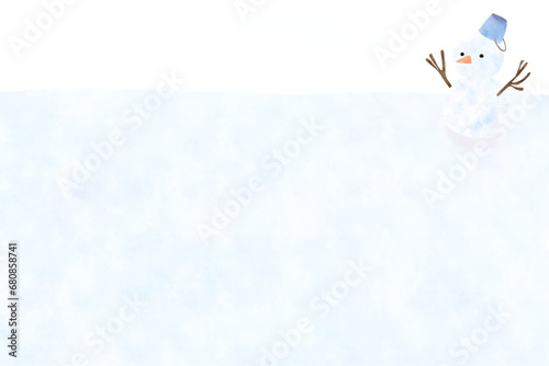 Winter scene with snowman clipart PNG