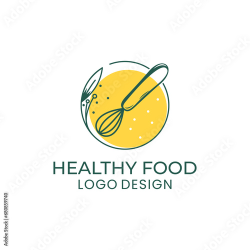 healthy organic vegetarian food logo template