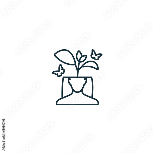 Mindfulness outline icon. Monochrome simple sign from mental health collection. Mindfulness icon for logo, templates, web design and infographics.