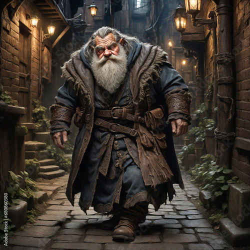 dwarves in the village, AI generated photo