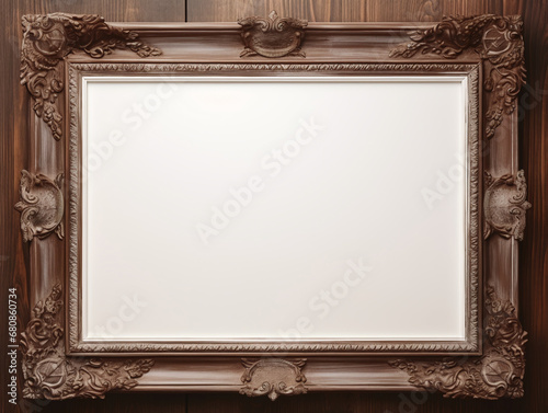 wooden frame with a blank white canvas inside to showcase art or for other graphic design purposes © Tvrtko