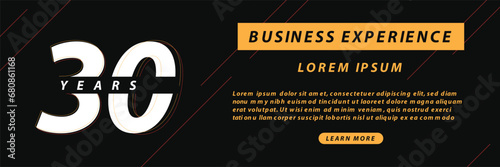 30 years in business or 30 years experience vector illustration. Best 30 years experience or anniversary banner. 30 years in business vector template. Perfect for banners about ability experience.