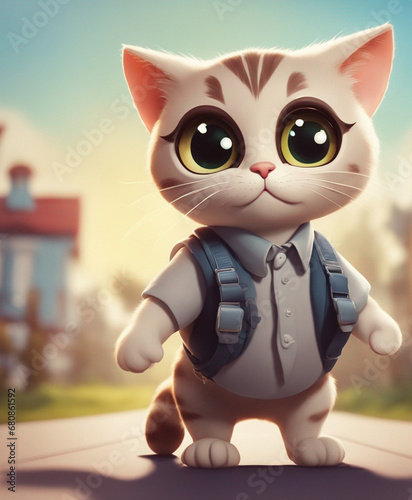 cute cat illustration, AI generated. © HENI