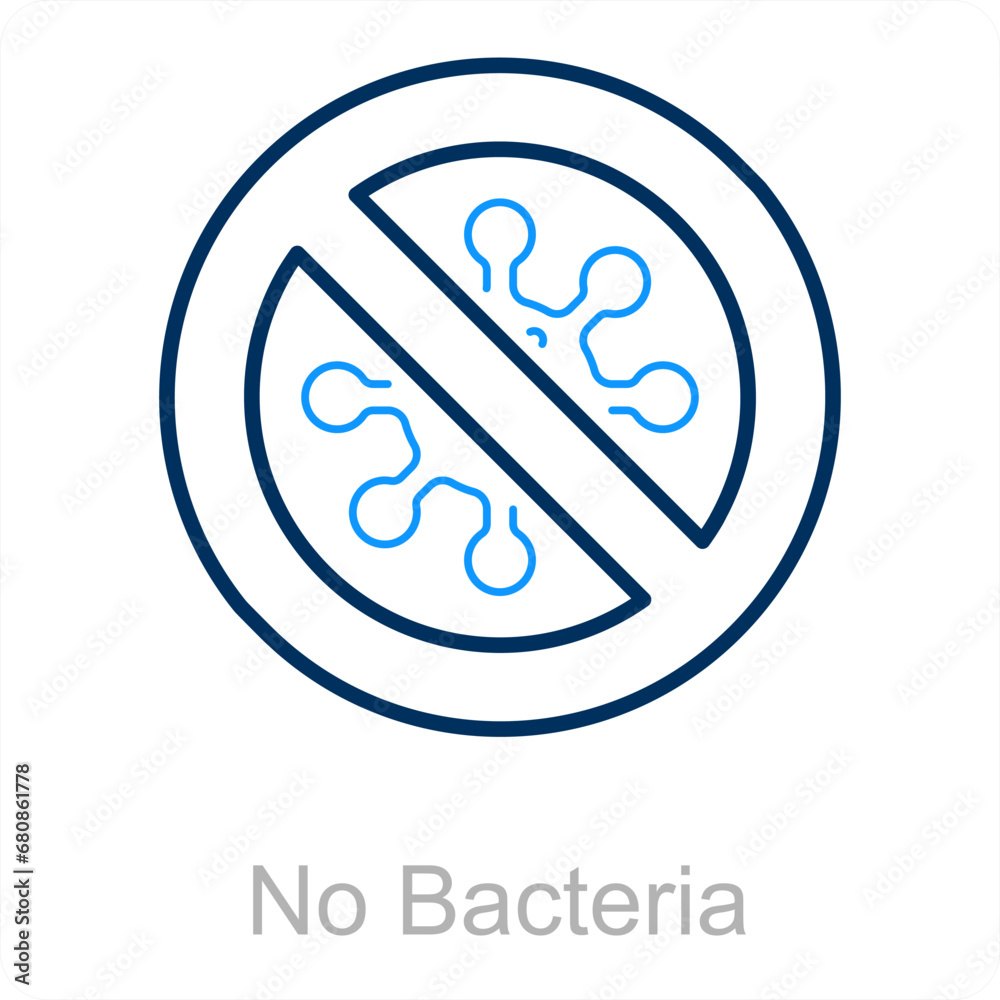 No Bacteria and bacteria icon concept No Bacteria and bacteria icon concept