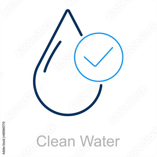 Clean Water and water icon concept