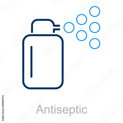 Antiseptic and hand icon concept 