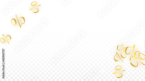 Luxury Vector Gold Percentage Sign Confetti on Transparent. Percent Sale Background. Business, Economics Print. Discount Illustration. Promotion Poster. Black Friday Banner. Special offer Template.