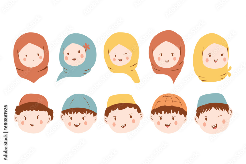 Hand drawn muslim character vector collection Hand drawn muslim character vector collection