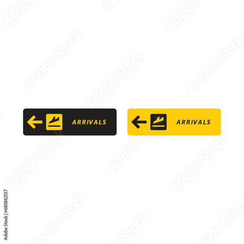 Arrivals sign. Arrivals board airport sign or arrival board sign isolated on background. Design for airport.